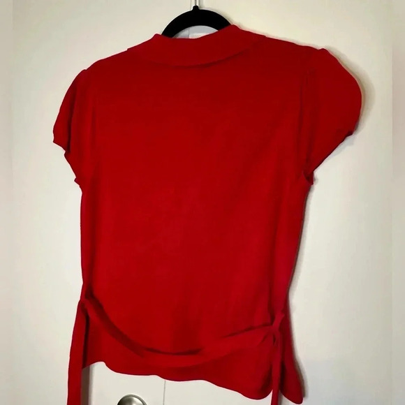 Anthropologie Moth Red Button-down Sweater with Tie waist Size L - Picture 4 of 5